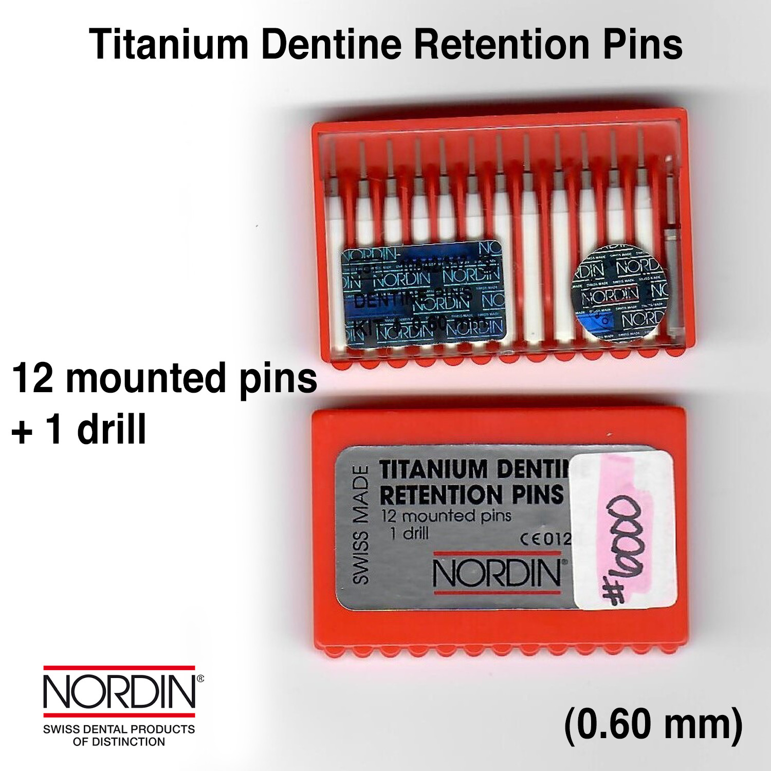 NORDIN DENTAL TITANIUM DENTINE RETENTION PINS size 0.60