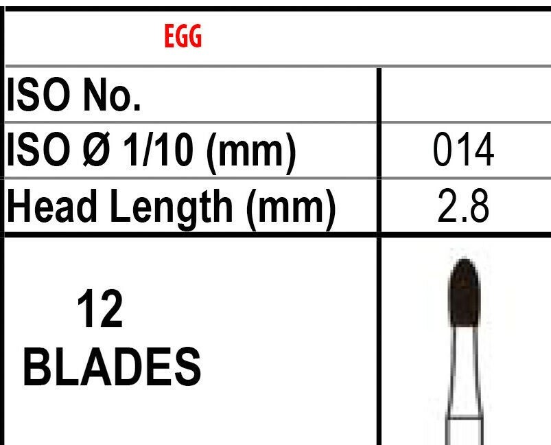 FG7404 Beavers Carbide Burs 12BLADE TRIMMING & FINISHING Made in Canada T&F Bur