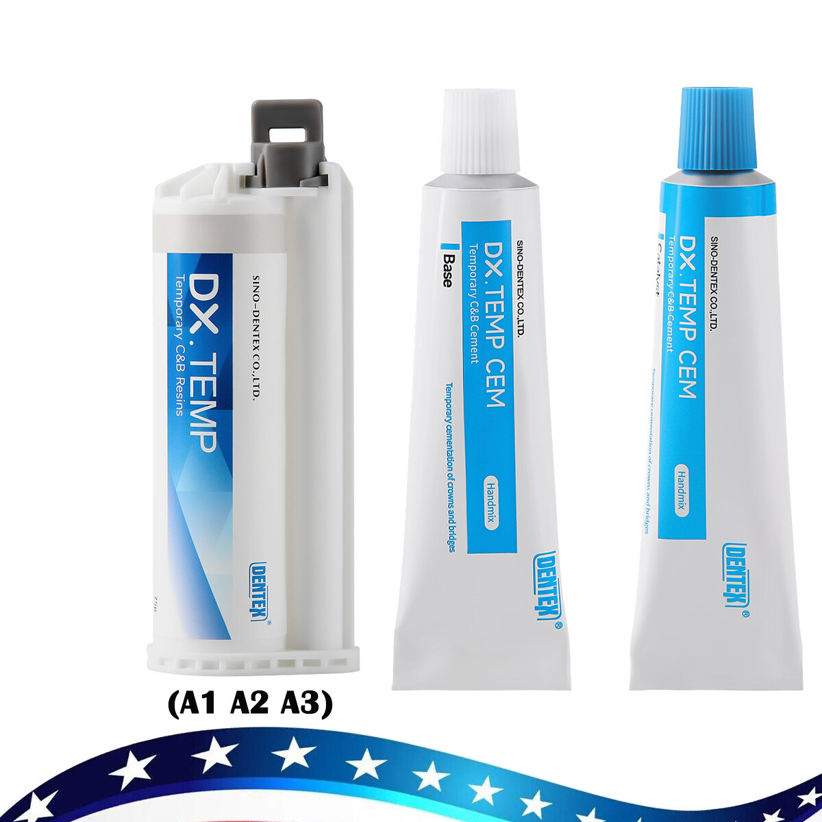 Dentex Dental Temporary Resin Material Blue/Crown Bridges Zinc Oxide Temp Cement