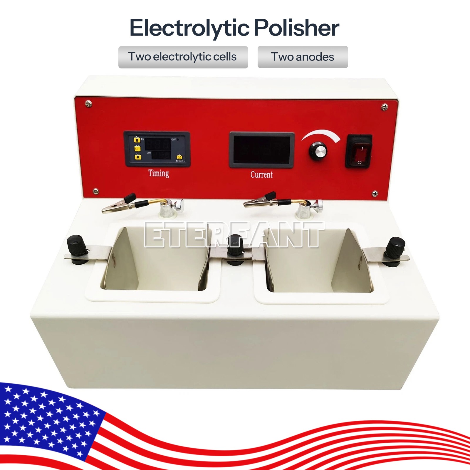 Dental Lab Electrolytic Polisher With Two electrolytic Cells/Positive Swing US