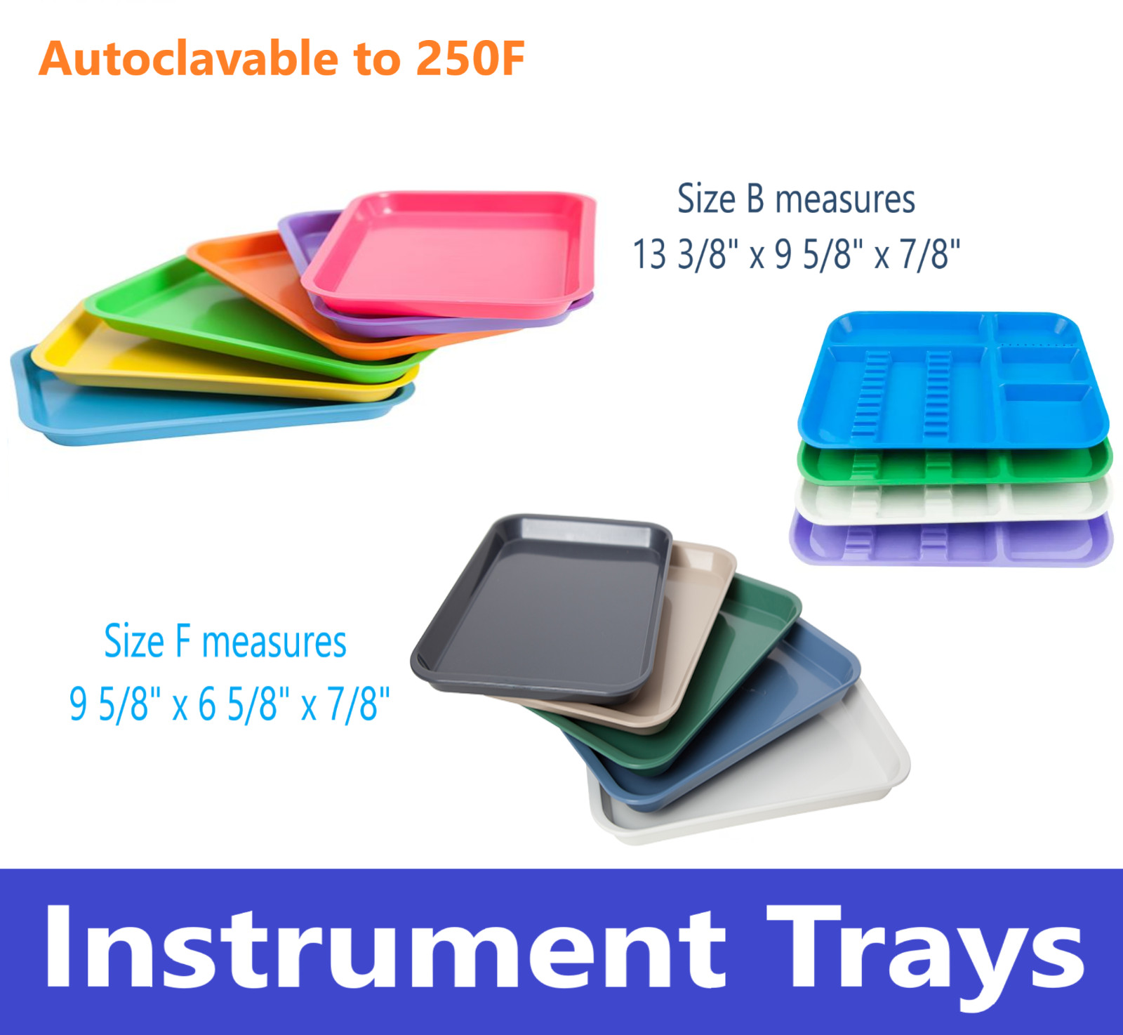 Dental SetUp B Tray Flat B Ritter Procedure Tray 13½» x 9⅝» Autoclave to 270F