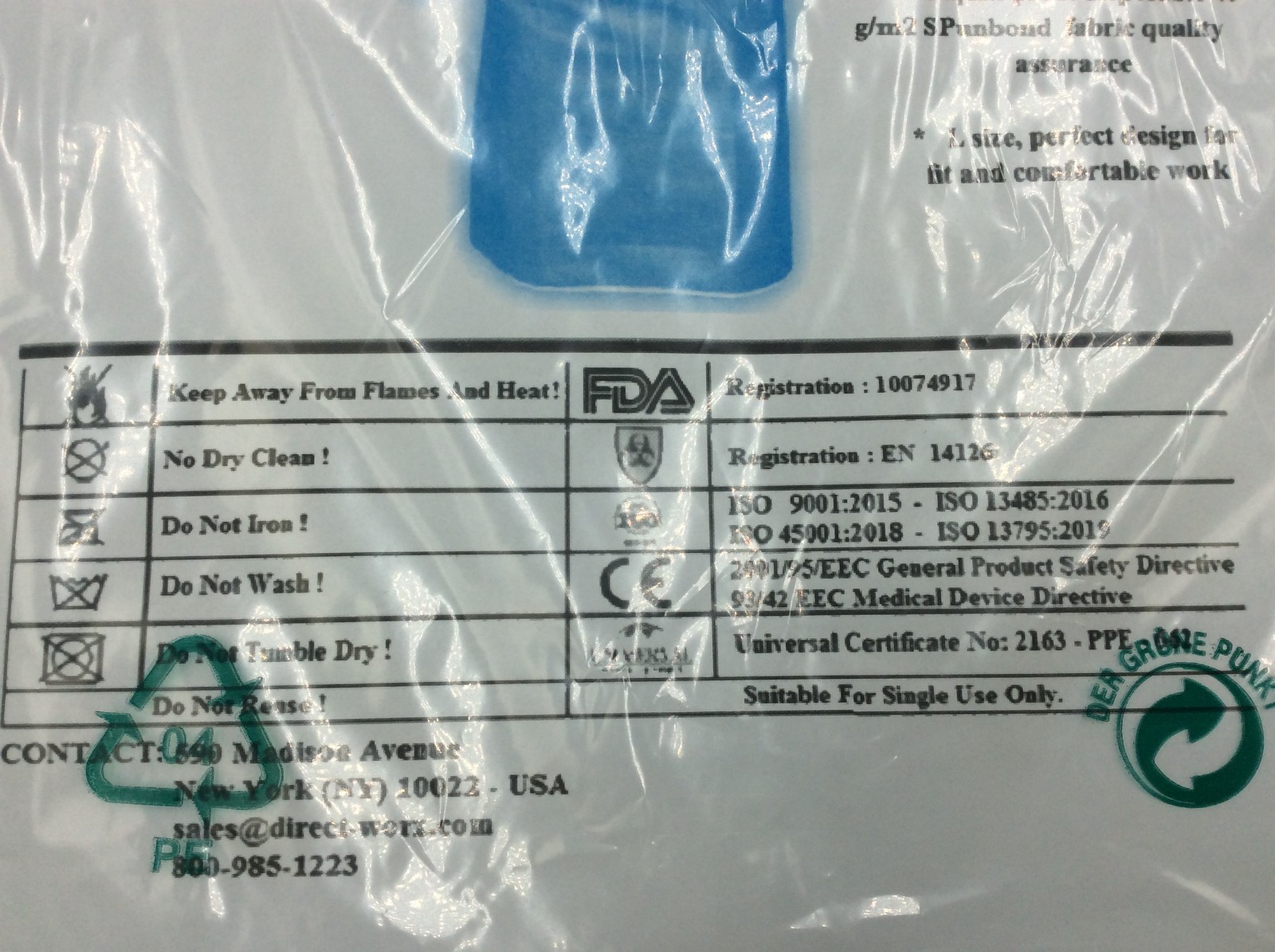 Direct-Worx Surgical Level 4 Disposable Gown, Breathable Fabric, AAMI, LARGE