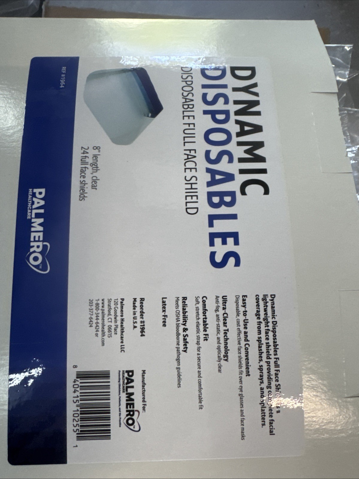 2 Cases 24 Per Case /Full Face Shields 1964 Dynamic Disposable Anti-Fog