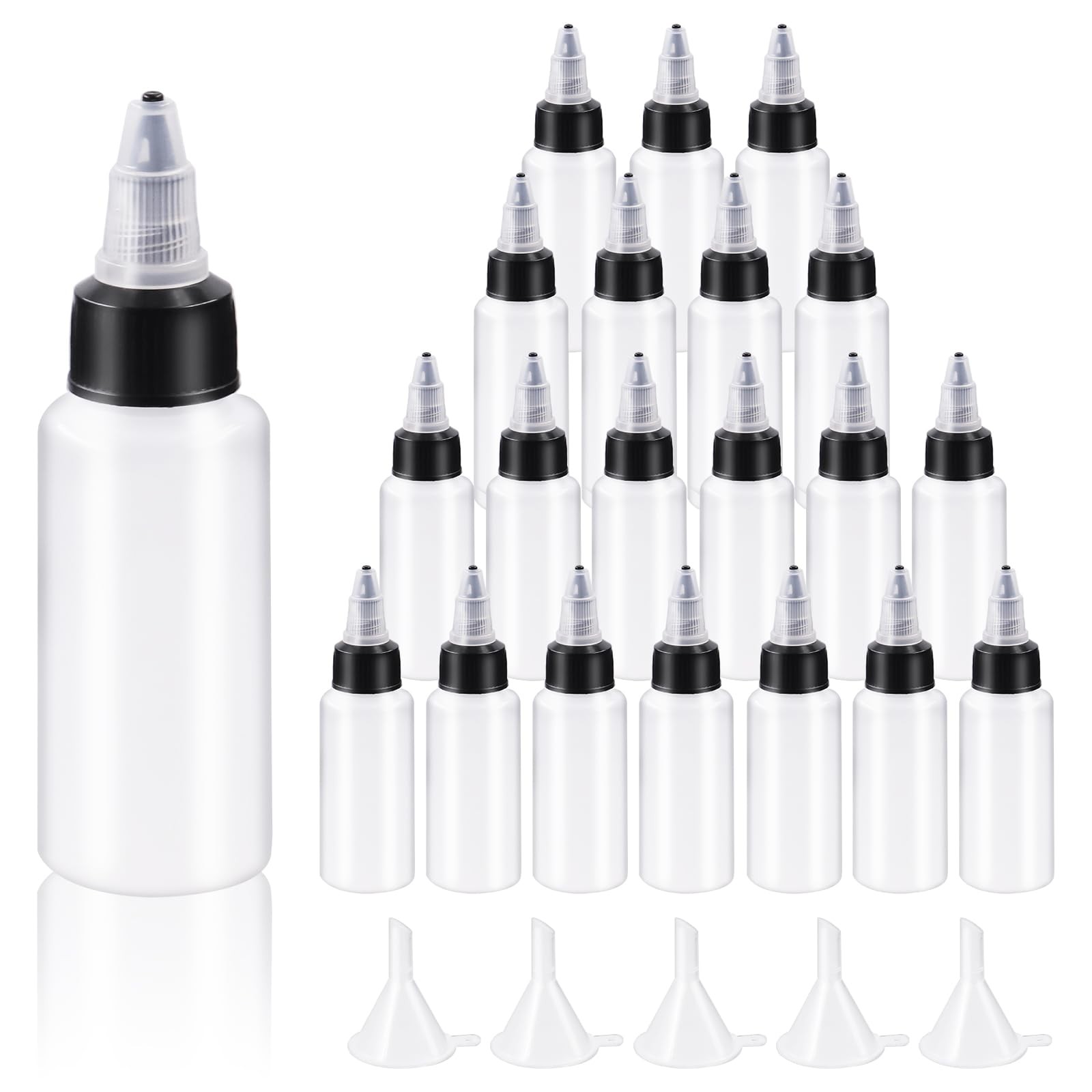 Swpeet 25Pcs Clear Dispensing Bottles with Small Funnels 30ML, Transparent