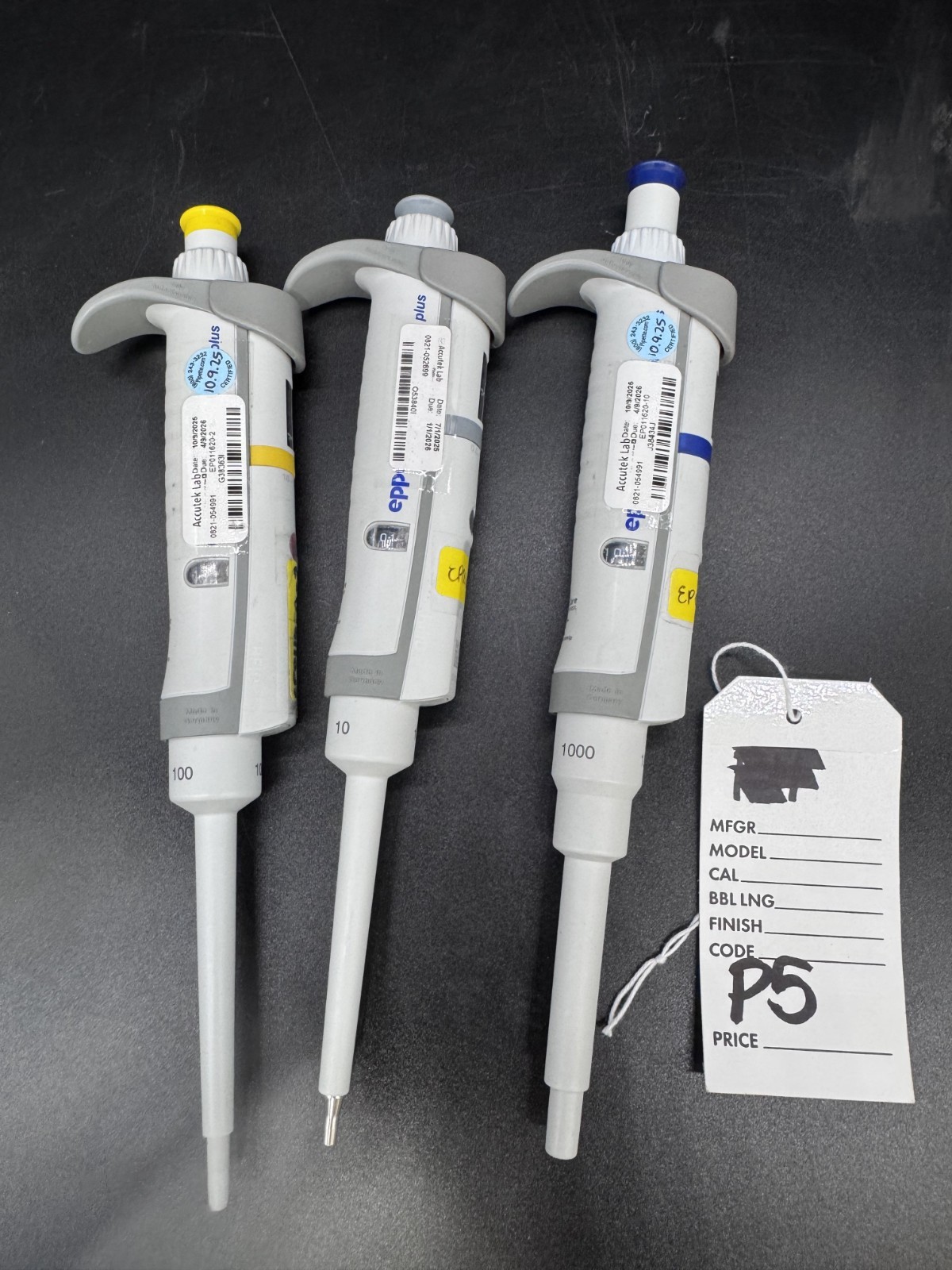 Set of 3 Eppendorf Research Plus Pipettes