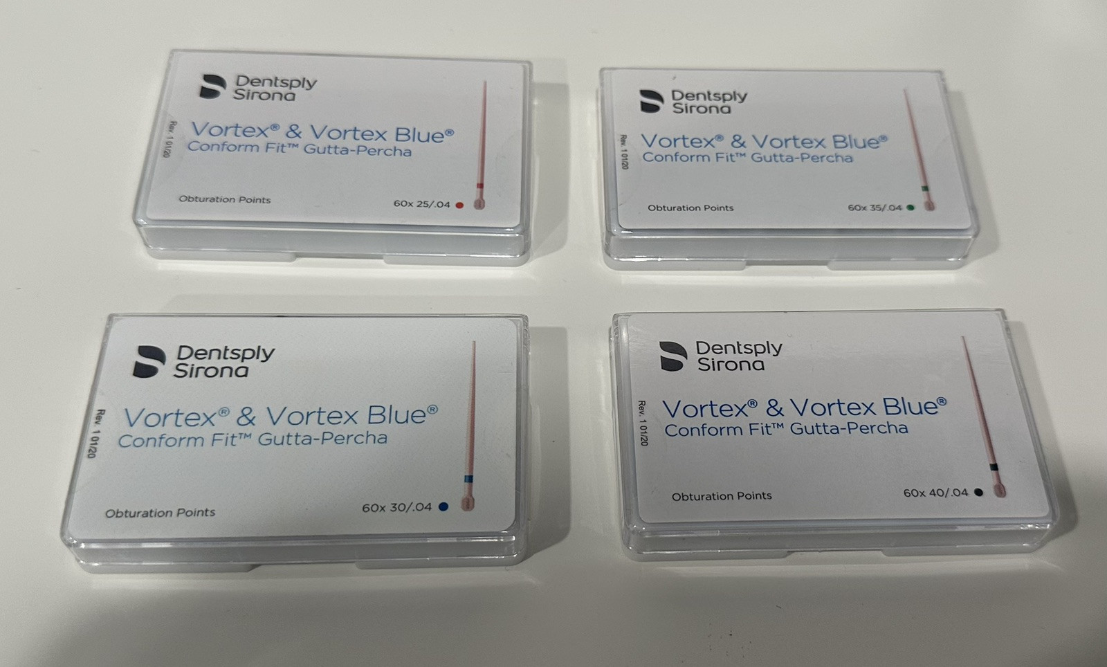 Vortex Blue Conform Fit Gutta-Percha Points by Dentsply (4 Sizes, 60/pack)