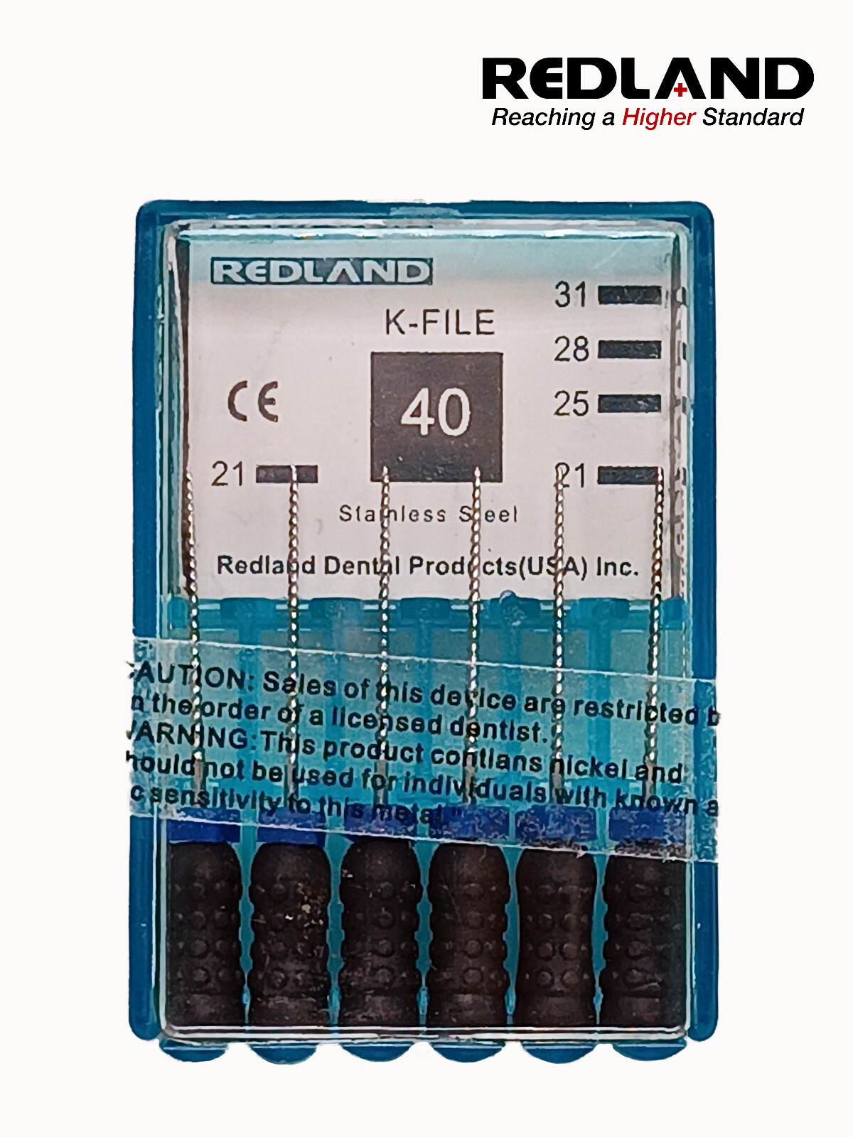 REDLAND Endodontic Root Canal K-file 21mm Size 40 (6 per pack)