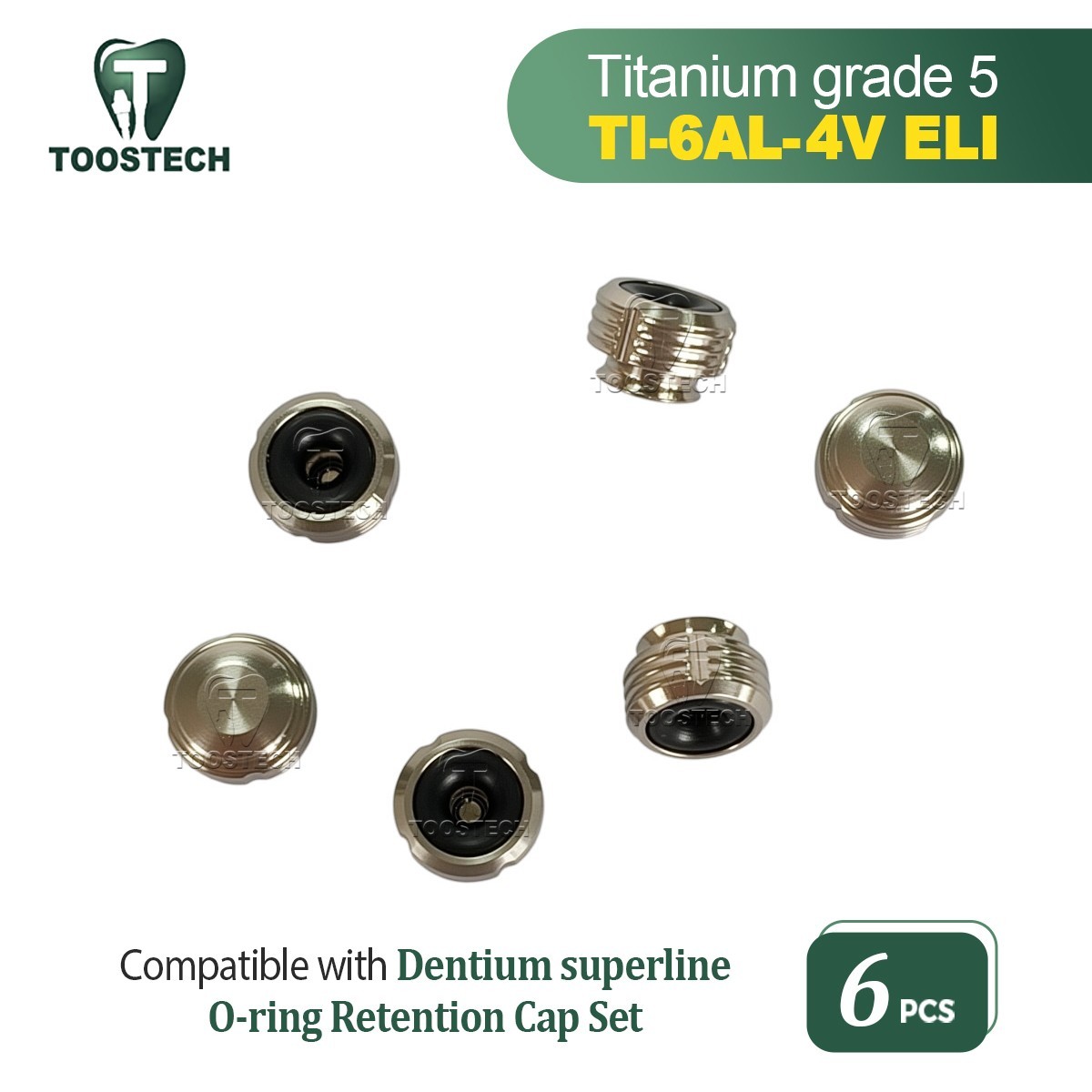 6pcs Dental O-Ring Retainer Cap Set for Ball Abutme fits to Den-tium superline