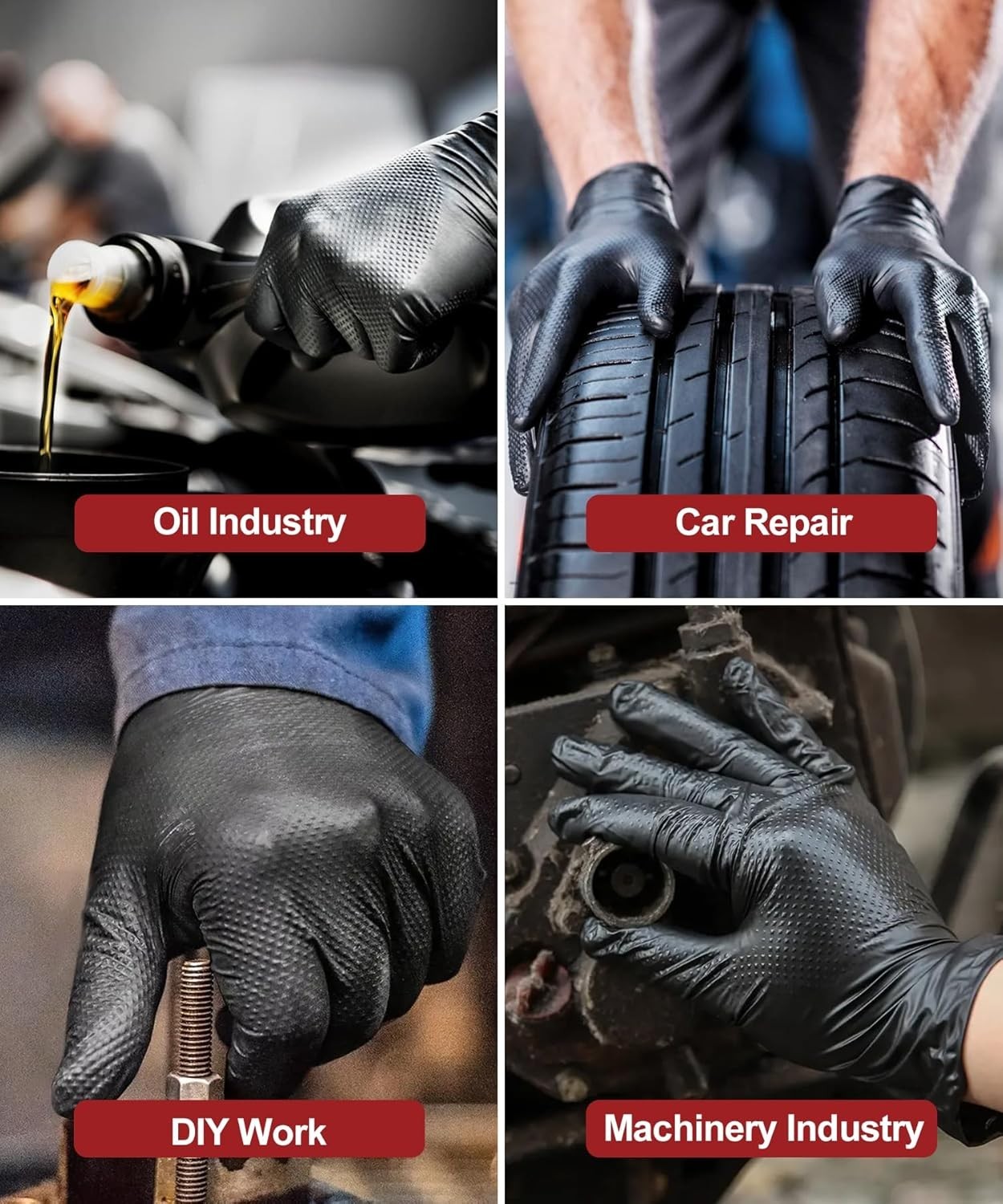 Robust 8 Mil Disposable Nitrile Gloves – Black, Cut-Resistant & Heavyweight