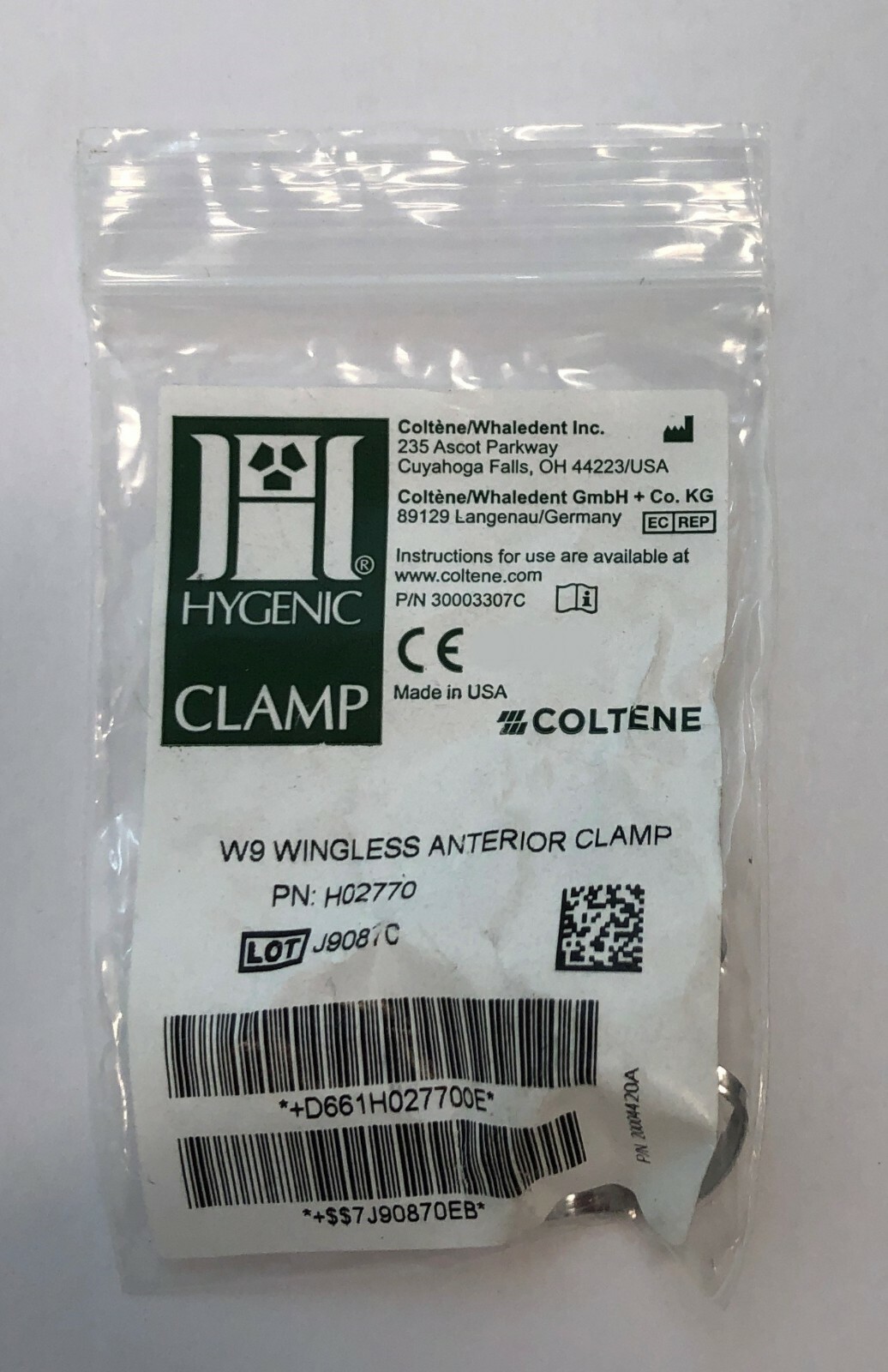 *1-Pack* Coltene Hygenic Clamp W9 Wingless Anterior Clamp H02770