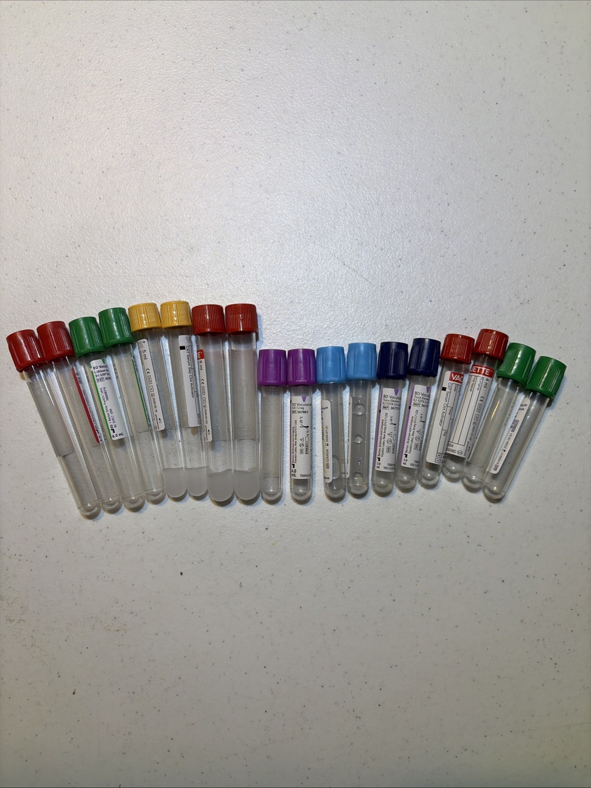 18 Piece Phlebotomy Practice Tubes Practice Set Educational Use Only