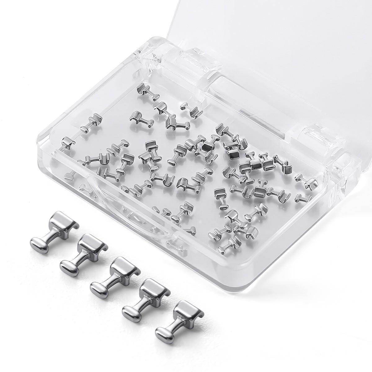 Dental Orthodontic Crimpable Hooks 50pcs Stainless Steel Archwire Fix Silver