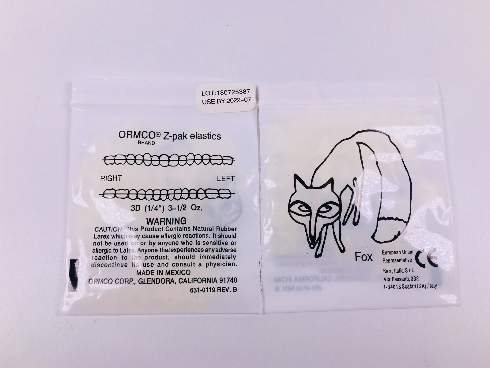 10bag ORMCO Zoo Pack Elastics bands Dental 3.5OZ 1/4″ Fox Yellow 100pc/bag