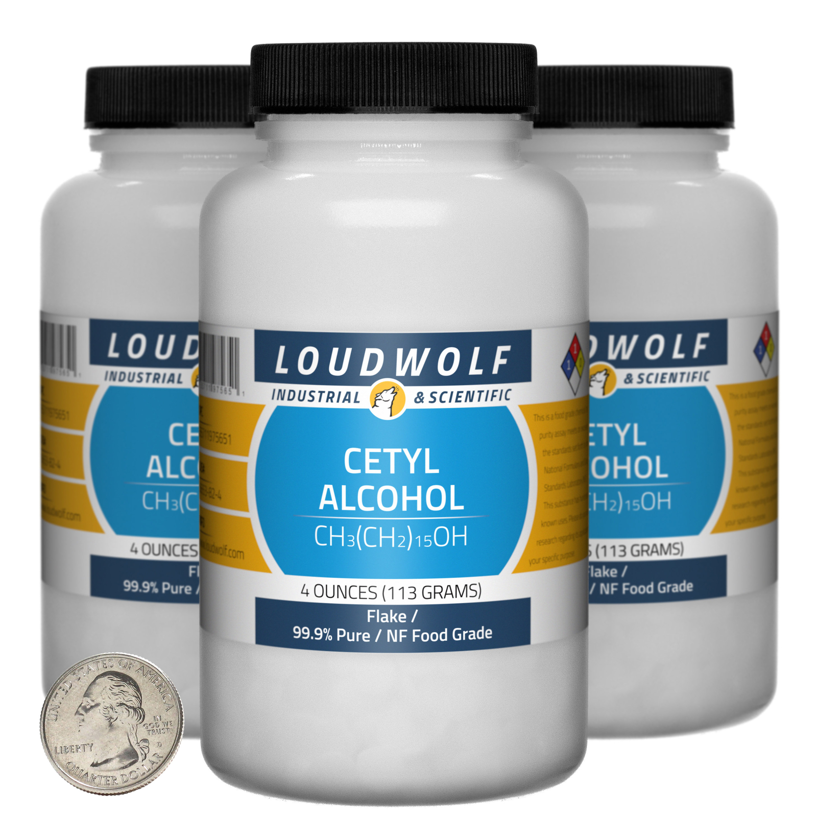 Cetyl Alcohol / 12 Ounces / 3 Bottles / 99.9% Pure NF Food Grade / Flake / USA