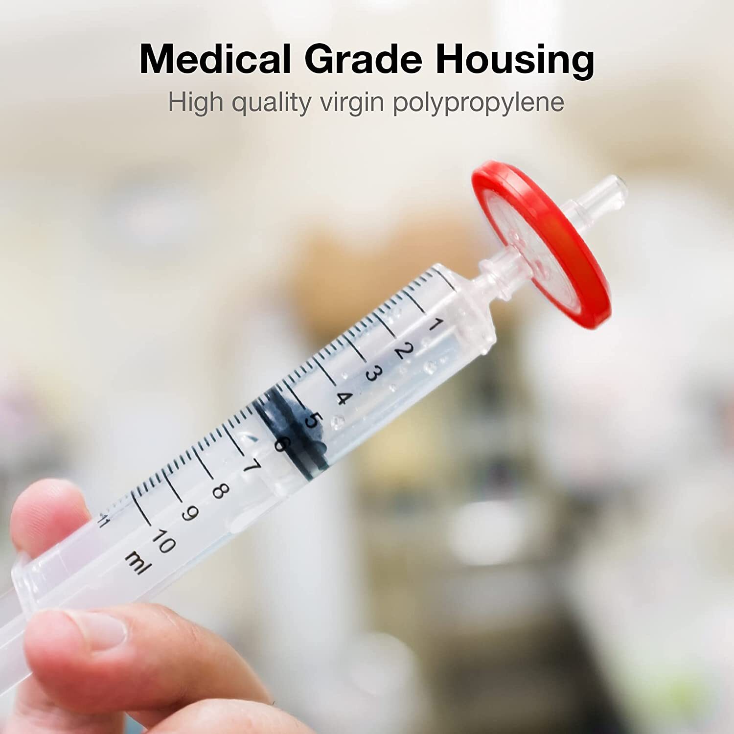 25mm PTFE Syringe Filter0.45μm Hydrophobic,NonSterile for HPLC,GC,Air/Gas Filter