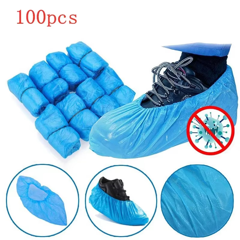 100-1000Pcs Disposable Waterproof Shoe Cover Plastic Non-Slip Foot Cover Indoor