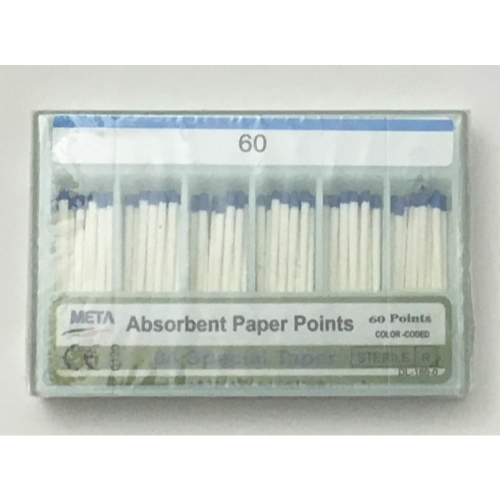 META ABSORBENT PAPER POINTS – .04 TAPER – #60 COLOR CODED – 60/PACK