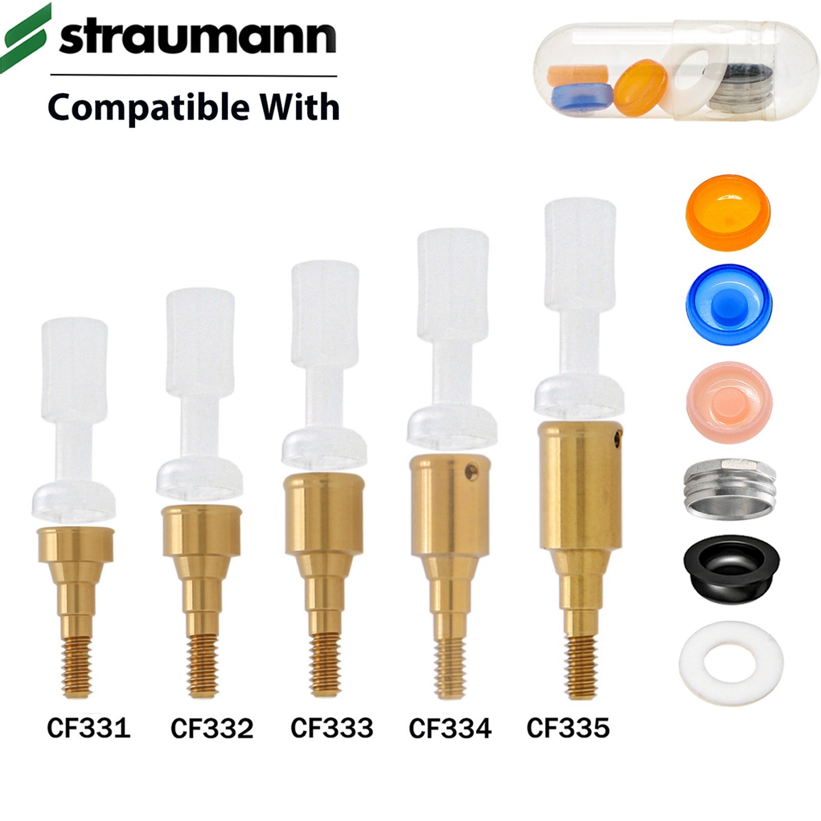 Dental Locator Abutment Compatible STRAUMANN Bone Level NC/RC & Male Caps Kit