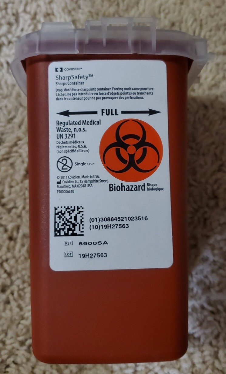 2 COVIDIEN KENDALL SharpSafety Phlebotomy Sharps Container 1Qt