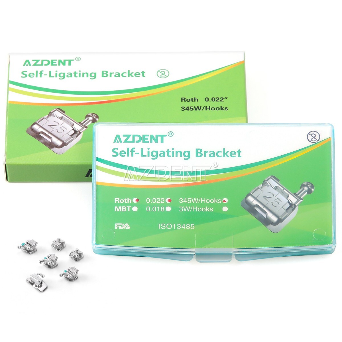 AZDENT Dental Self-Ligating Brackets Braces Mini Roth/MBT.022 345Hks Orthodontic