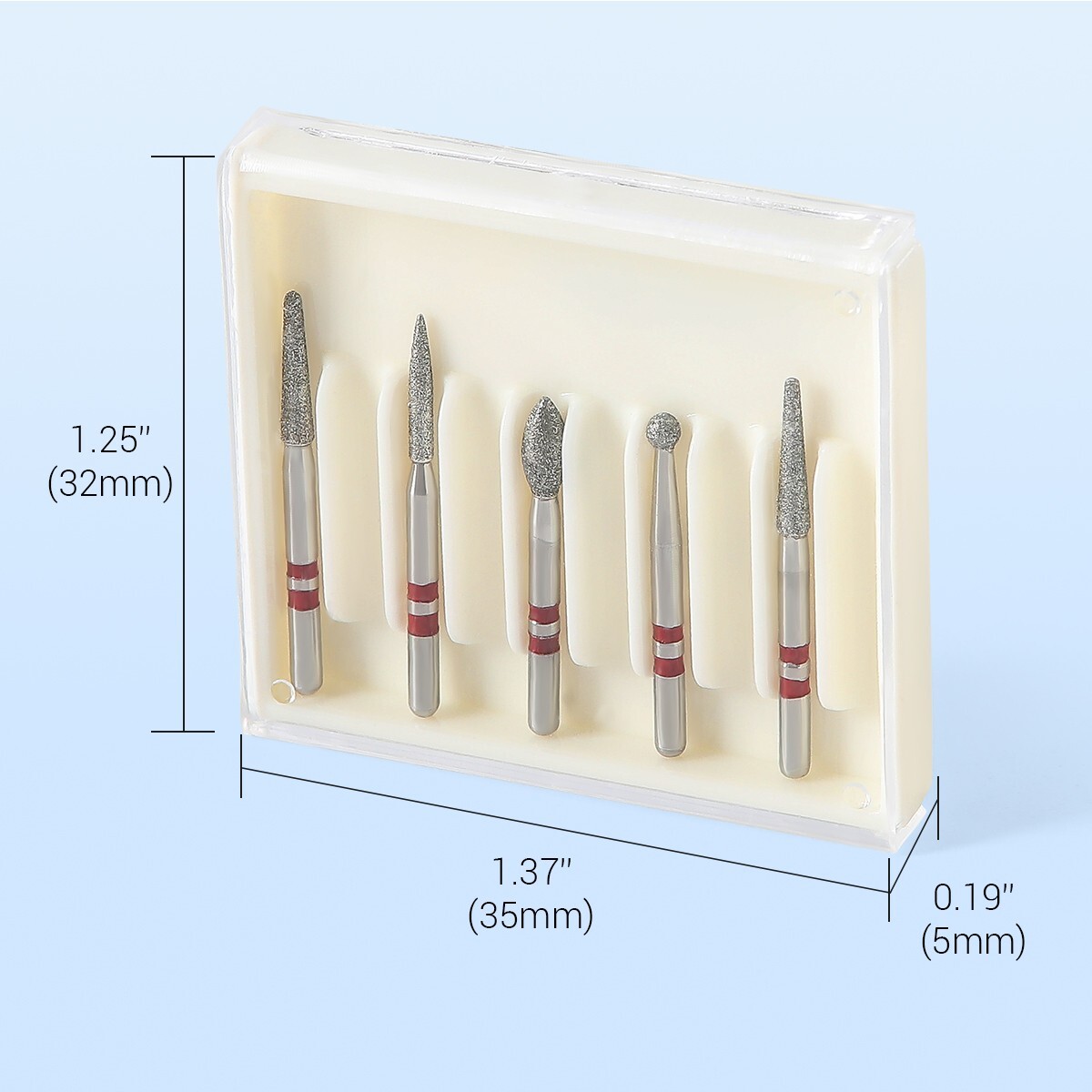 AZDENT Dental Diamond Zirconia Burs Friction Grip 1.6mm for High Speed Handpiece