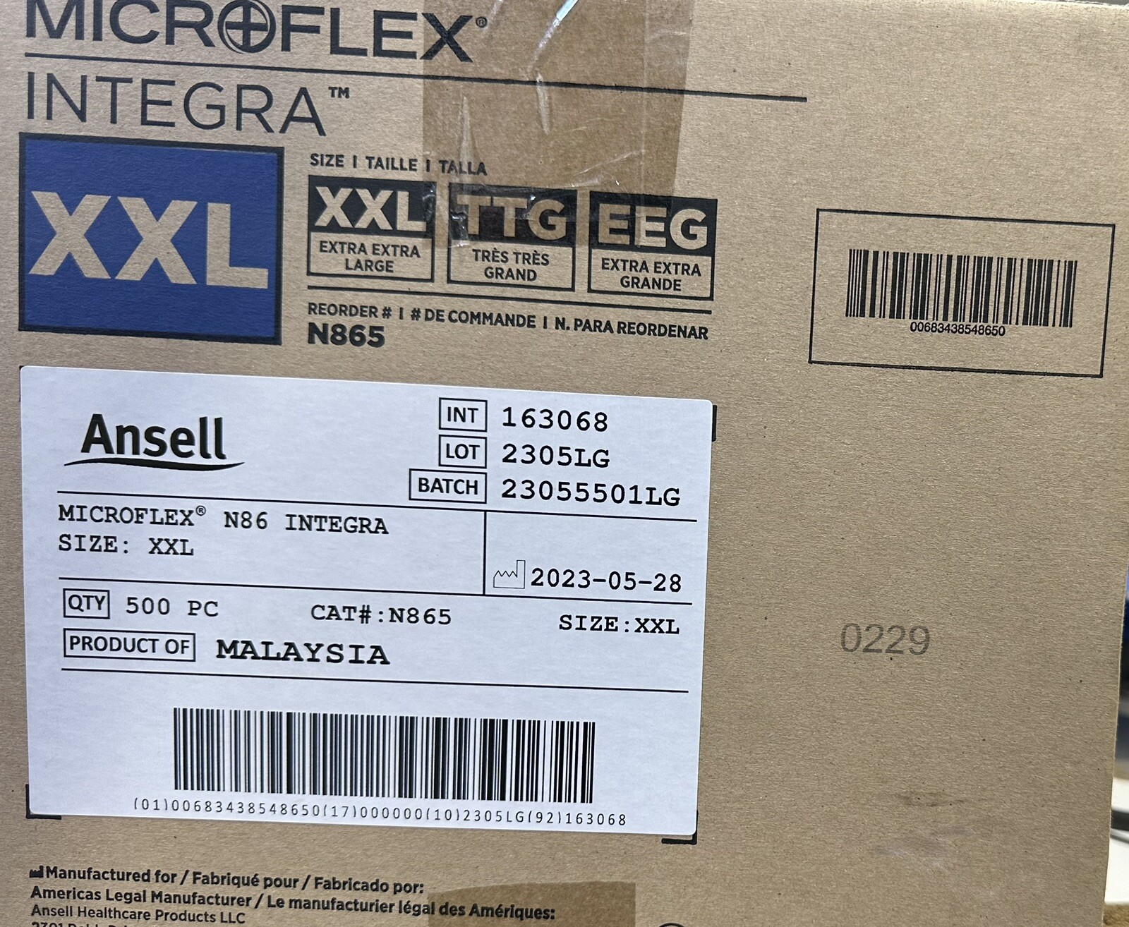 500 (10 Boxes of 50) Microflex N86 Integra XXL 2XL Disposable Nitrile Gloves