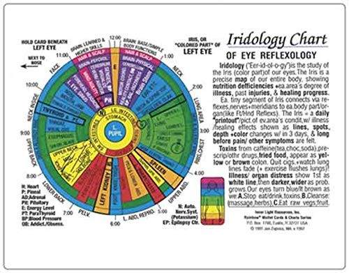 IRIDOLOGY CHART of EYE Reflexology (Rainbow Coded) in the Inner Light 0