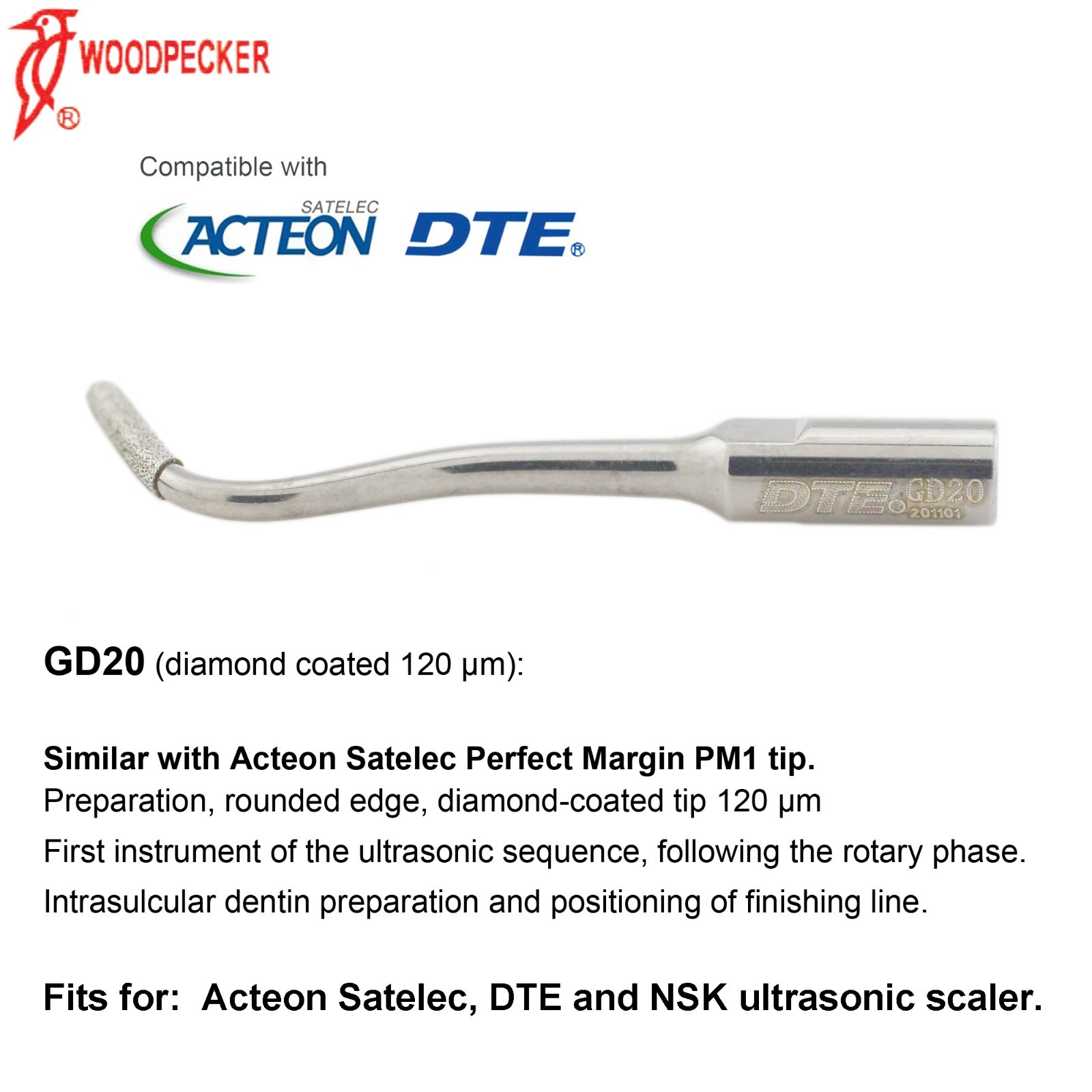 Woodpecker DTE Scaler Tip Perio Piezo Tip Endo Root Canal Kit fit ACTEON Satelec