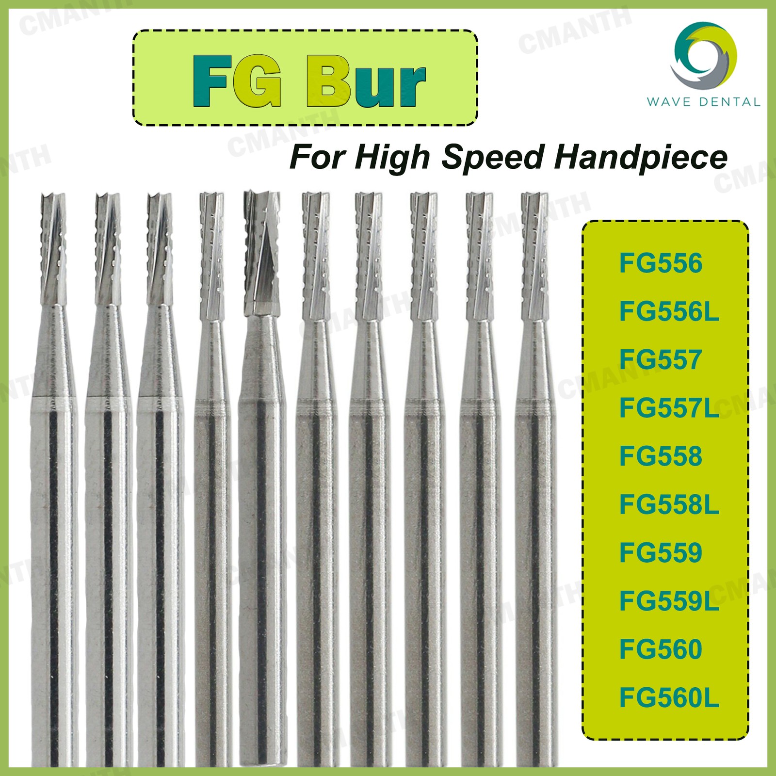 WAVE Dental Burs Tungsten Carbide Drill Bits FG Series For High Speed Handpiece