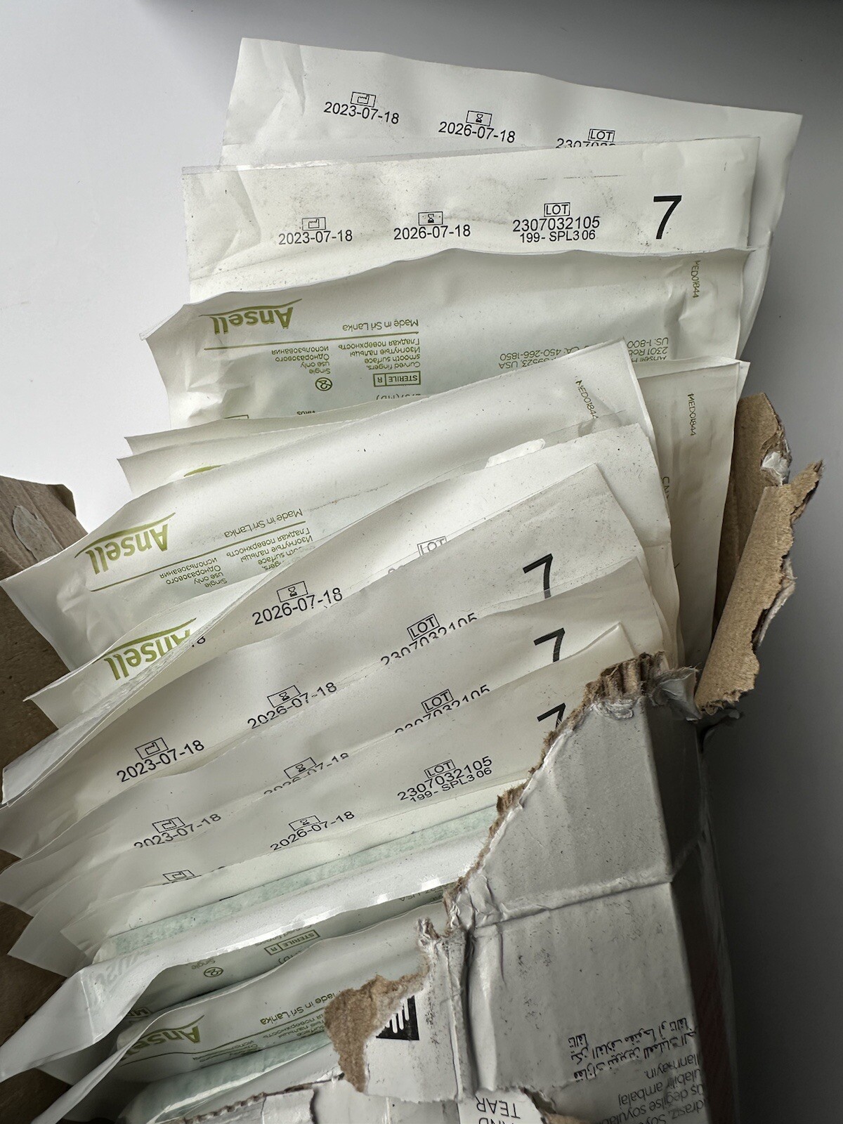 Ansell Gammex Non-Latex PI-KARE Underglove PF Size-7 Green Gloves Lot of 40