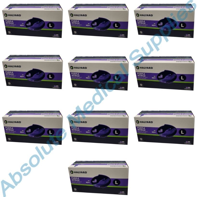 *1,000-Gloves* Halyard Purple Nitrile Powder-Free Dental Examination Large 53433