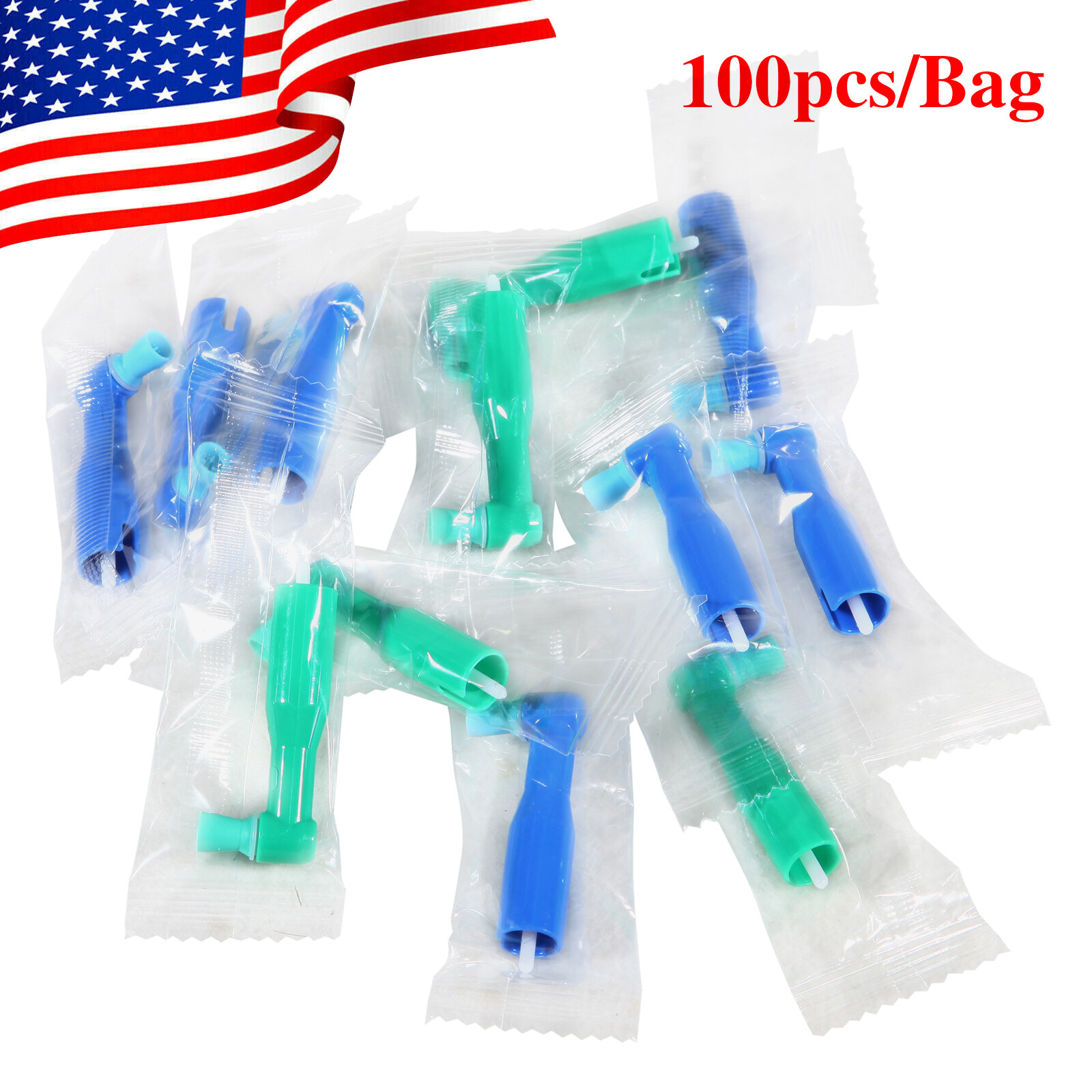 100-500 Dental Disposable Prophy Angles Firm / Soft Cups Contra Angle 105° 90°