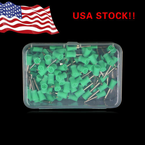100PCS Dental Rubber Prophy Polish Polishing Cups Brush Latch Type Green HOT
