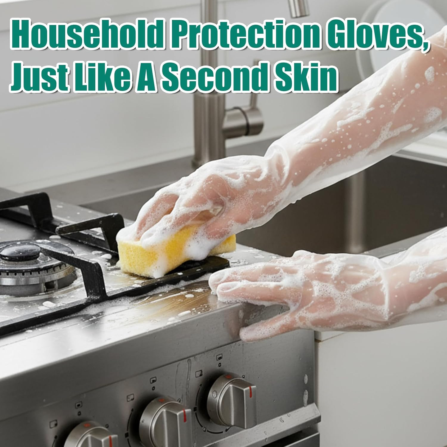20 Pcs Long Disposable Cleaning Gloves Elbow Length Plastic Waterproof Protectiv