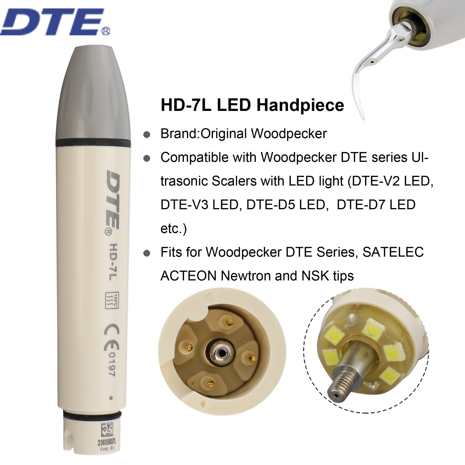 Dental Ultrasonic Scaler Handpiece LED Compatible P5 SATELEC DTE HD-7L HS-7L