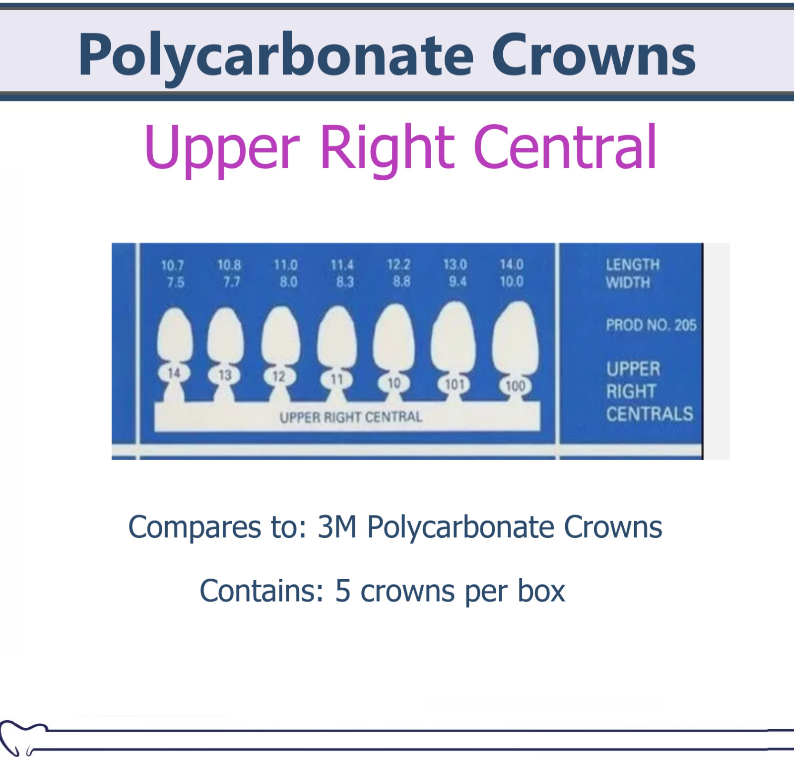 MARK3 Dental Temporary Polycarbonate Crowns All Sizes Swiss Made Box/5, 3M Type
