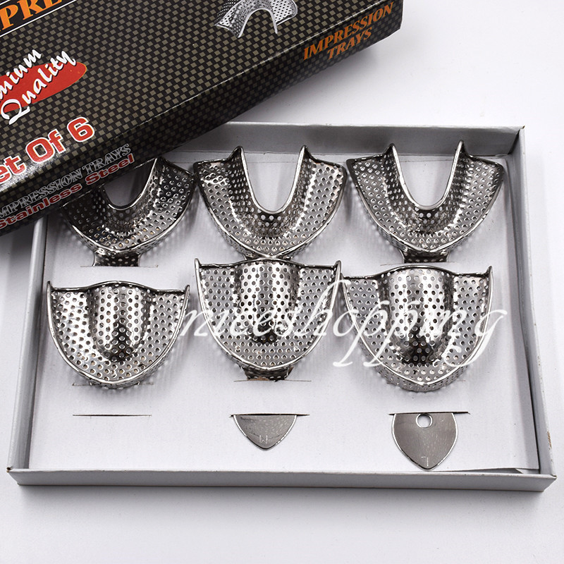 Dental Autoclavable Metal Impression Trays Stainless Steel Upper + Lower Choose
