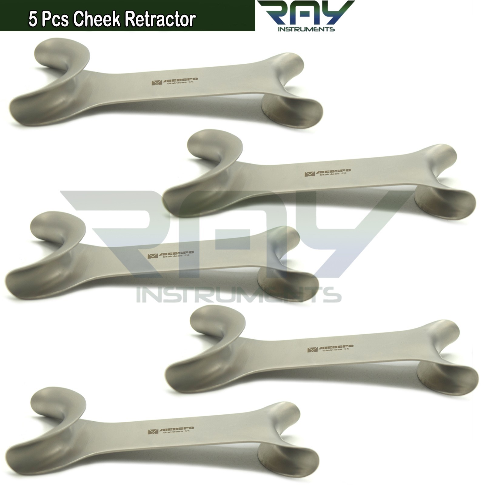 5 Pcs Dental Mouth Opener Cheek Lip Retractor Double-Head Stainless Steel