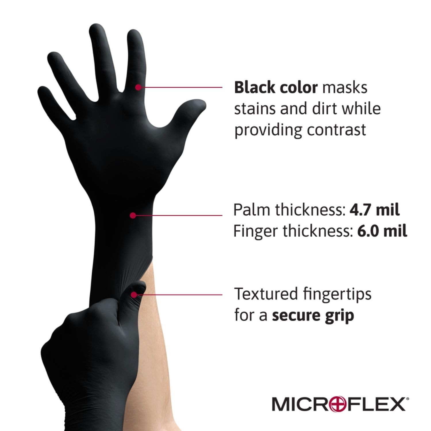Ansell MICROFLEX MidKnight MK296 Disposable Nitrile Gloves for Automotive, La…