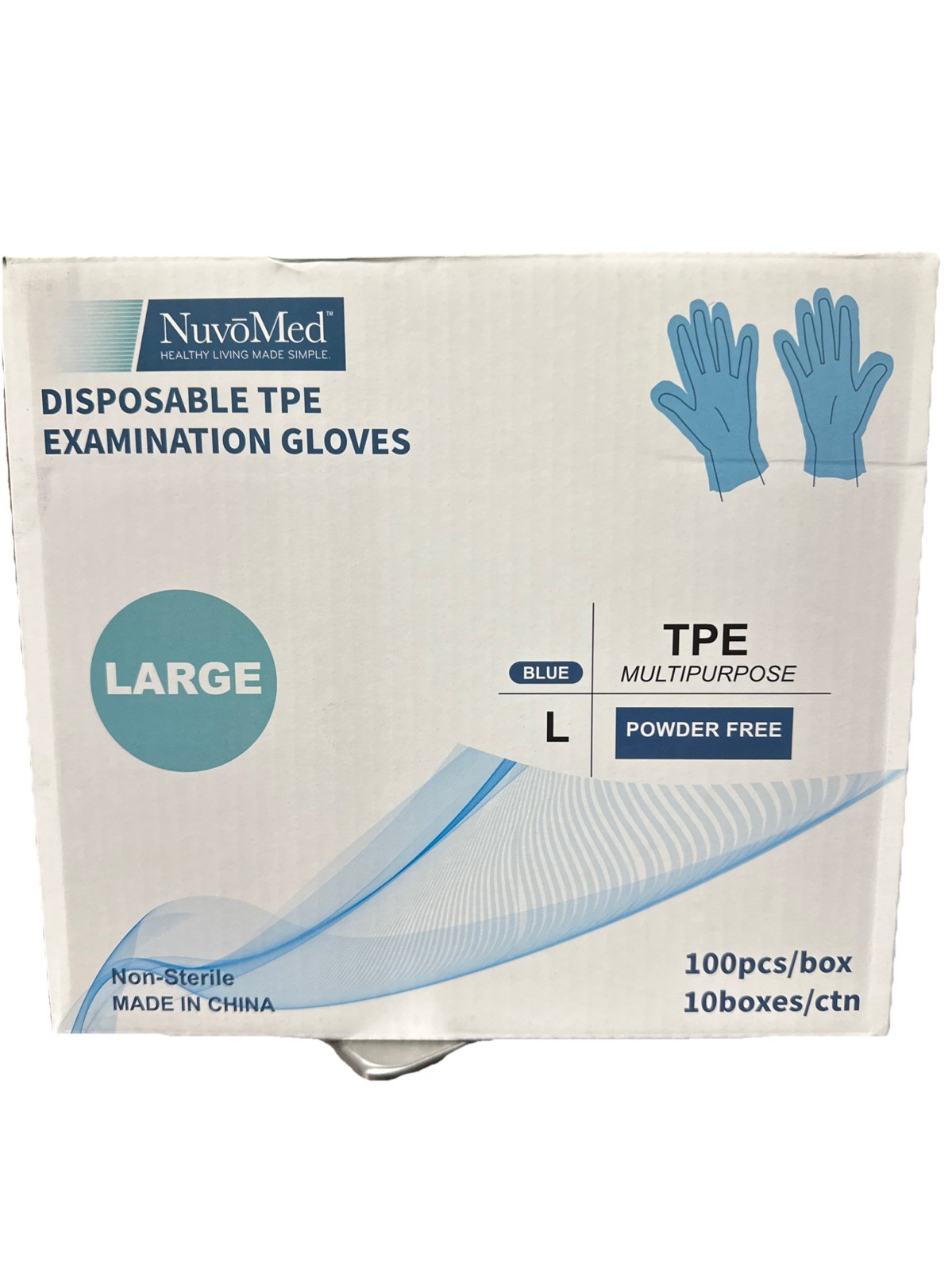 NuvoMed TPE Disposable Gloves 1000 pcs Blue Large Powder Free Food Prep Cleaning