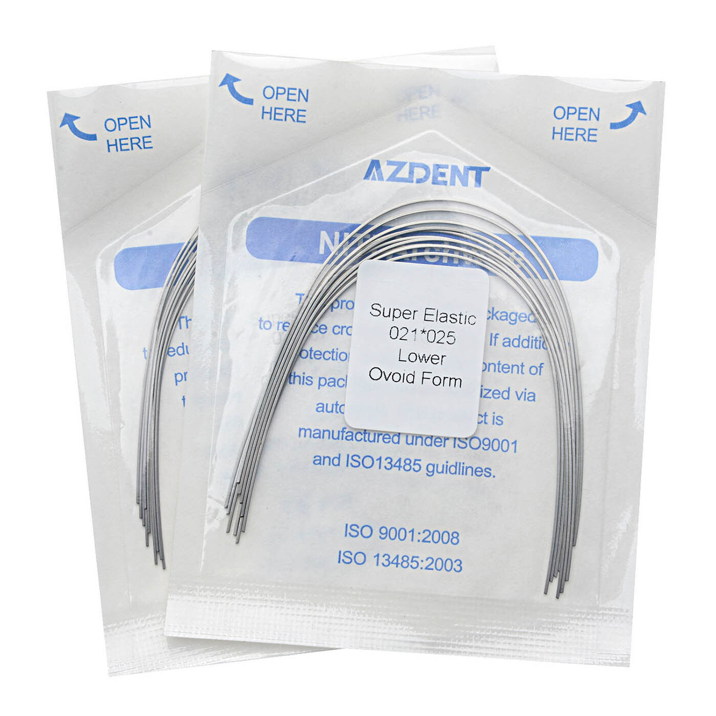 Dental Ortho Super Elastic Niti Rectangular Arch Wire Ovoid Form 14X25-21X25 U/L