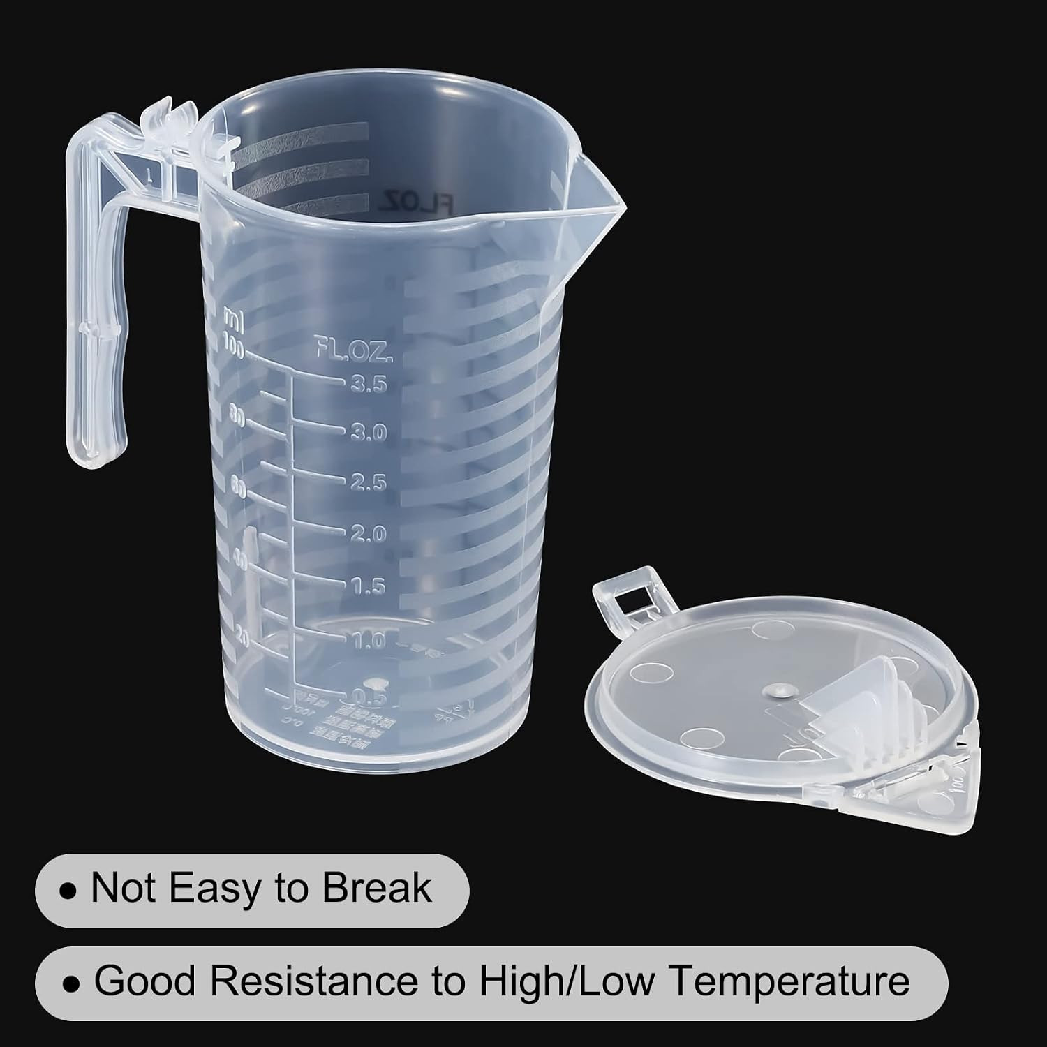 Generic Graduated Beaker, 100Ml PP Plastic Liquid Measuring Cup Double Sided Bla