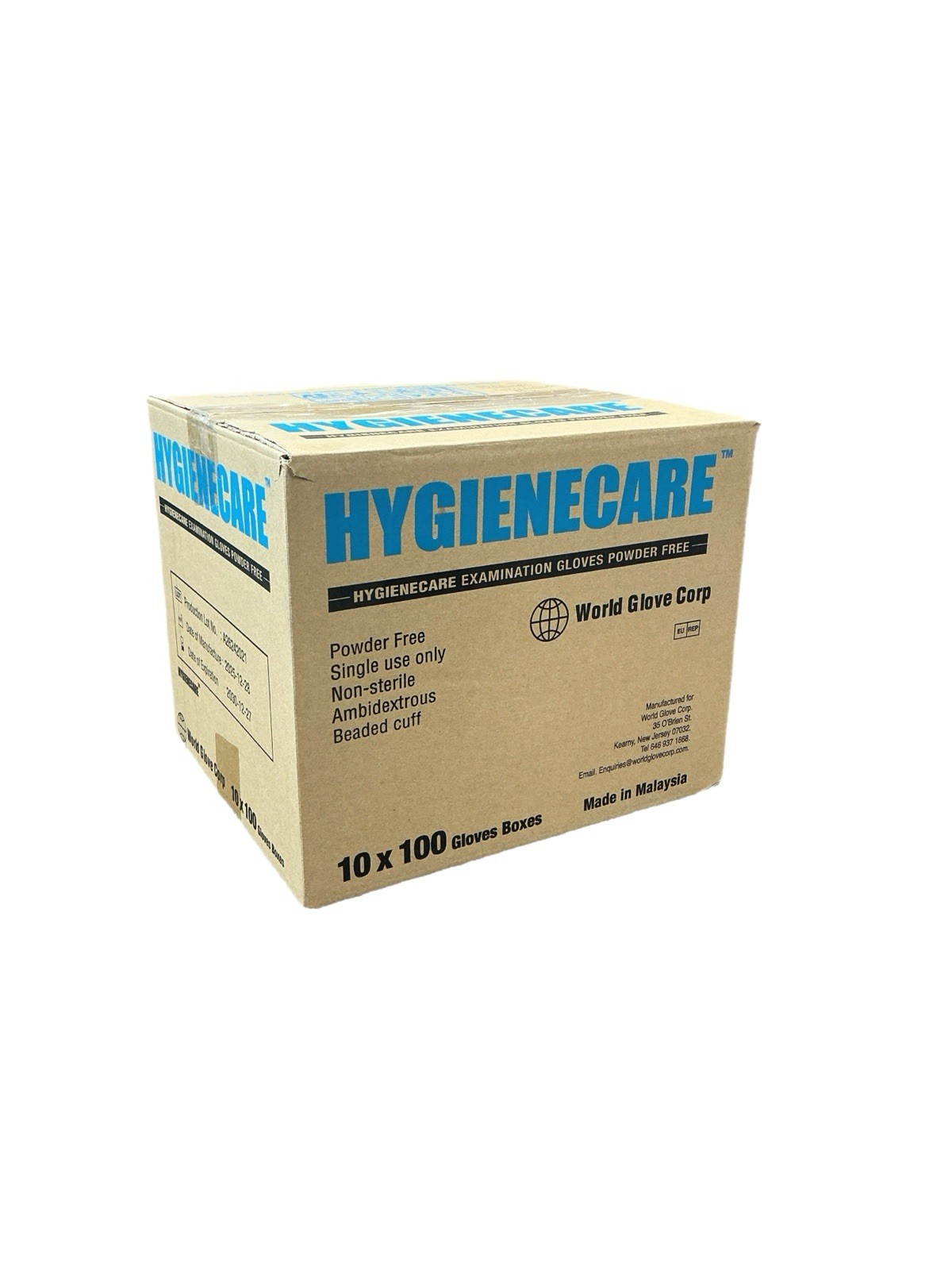 “HYGIENECARE” Blue Medium Nitrile Powder Free Examination Gloves Packed 1000