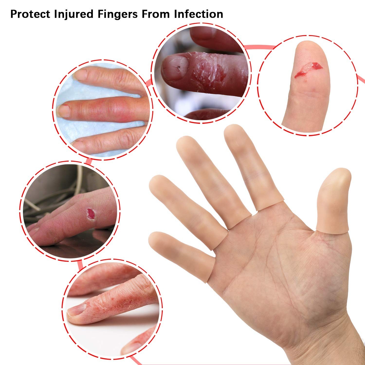 Gel Finger Support Protector Gloves – Silicone Fingertips for Cracked Skin, Ecze
