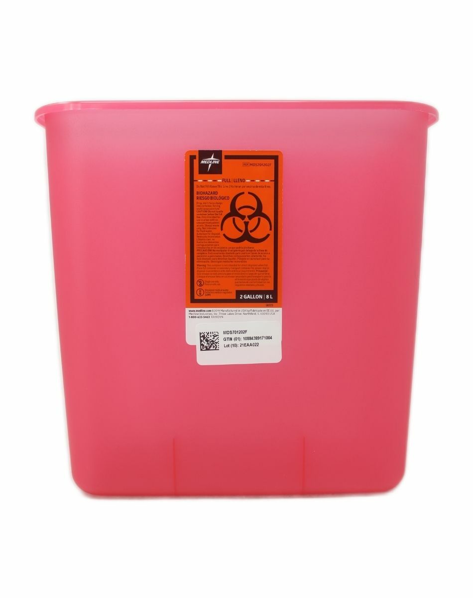 MEDLINE MDS701202F SHARPS CONTAINER RED 2 GALLON WITH LID