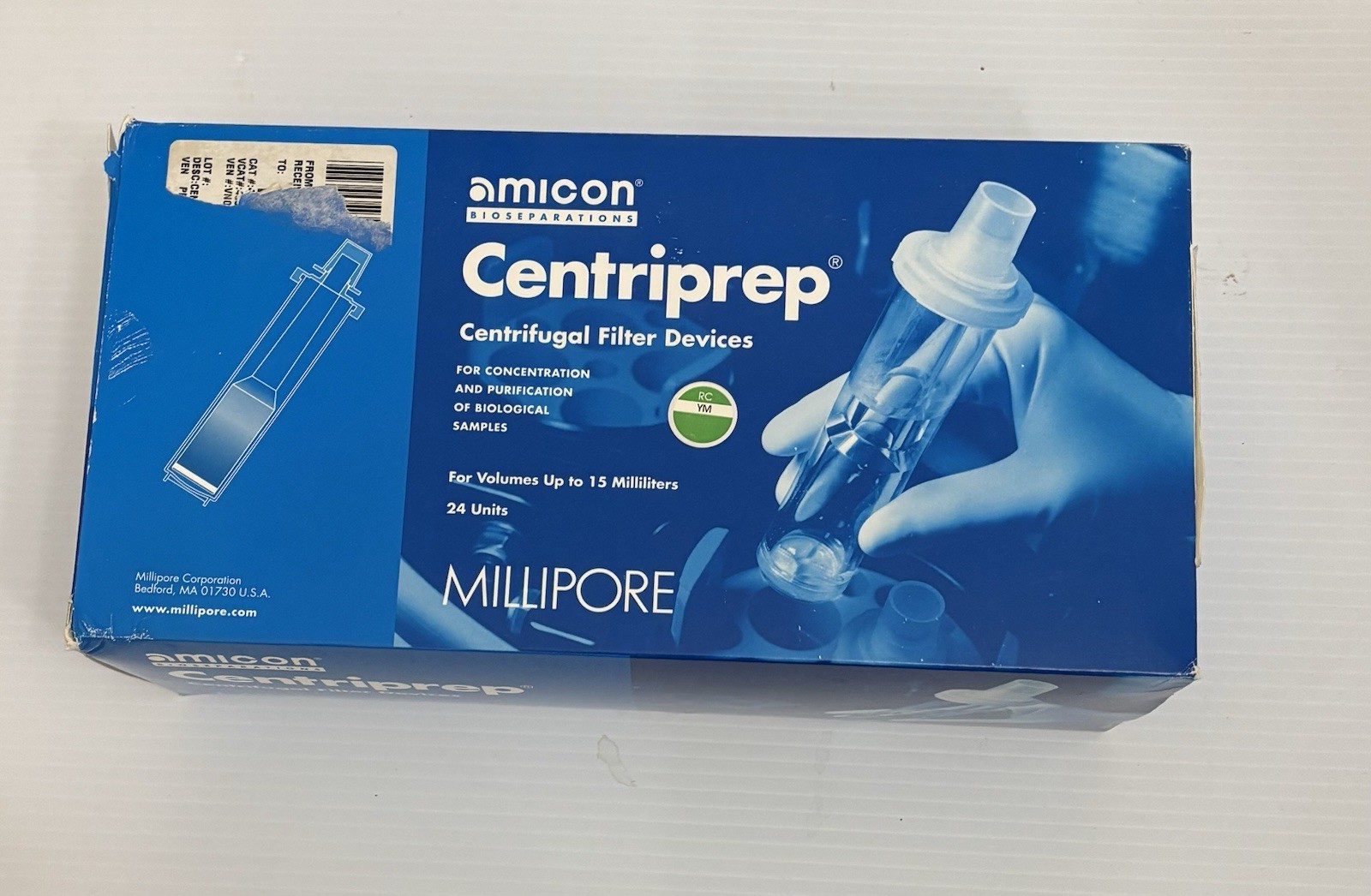 Amicon Centriprep Centrifugal Filter Devices 15ml YM-3, 3 kD Cutoff 21 Units/PK