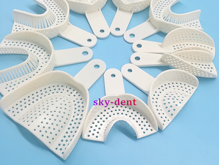 Plastic Dental Disposable Perforated Denture Impression Trays 5 Size Upper+Lower
