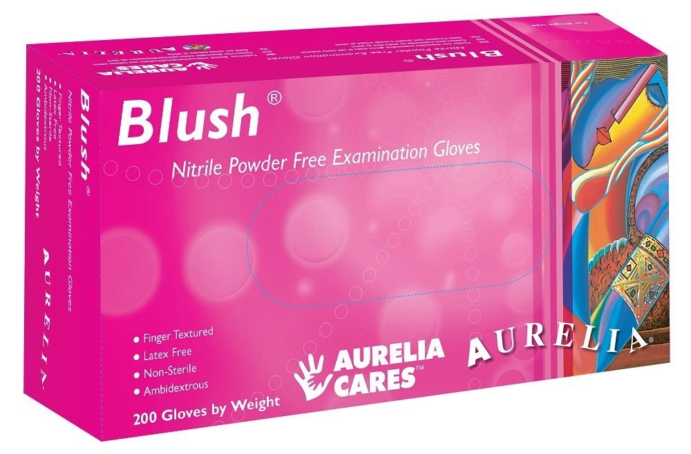 Supermax 78886 Aurelia Blush Nitrile Gloves Small Pink Powder Free 200/Bx