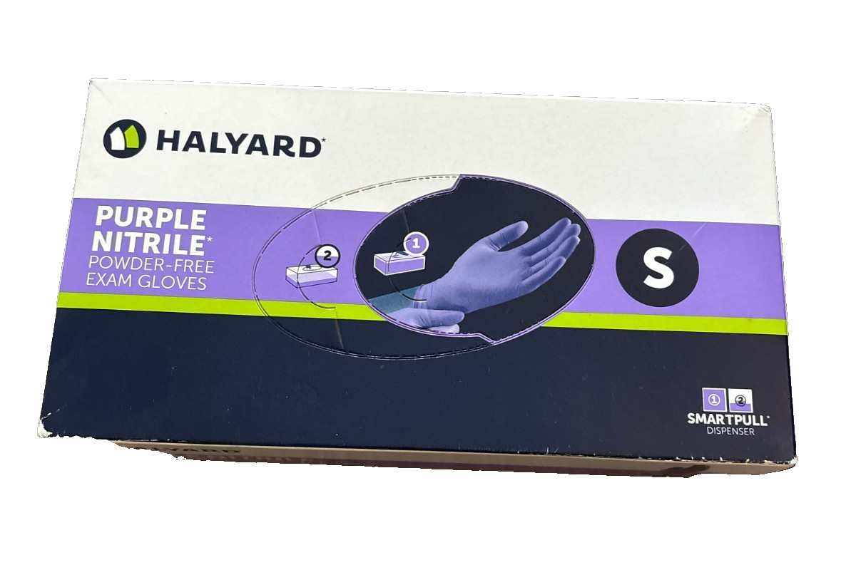 HALYARD Purple Nitrile Exam Gloves Small Powder-Free 100 Ct Ref 55081 New