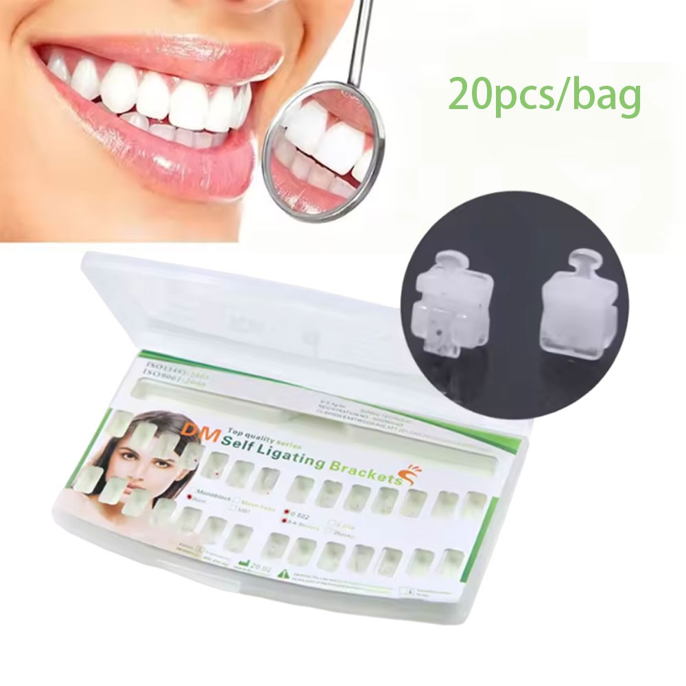 Ceramic Self Ligiating Brackets Roth/ MBT 345 Hook 022 Slot Dental 1Set / 20pcs